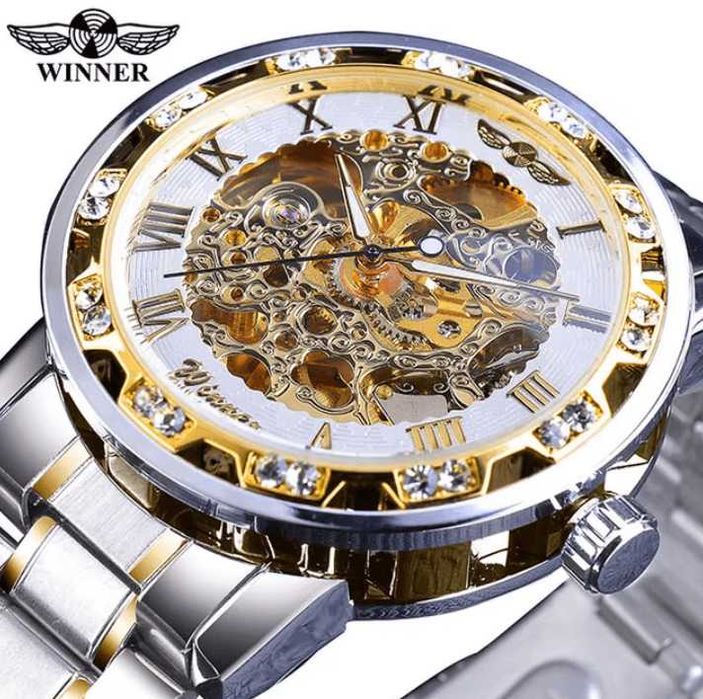 Мъжки автоматичен часовник – WINNER Silver Gold + ПОДАРЪК