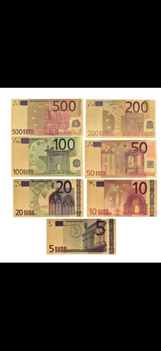 монети килчета   банкнота позлатени  евро