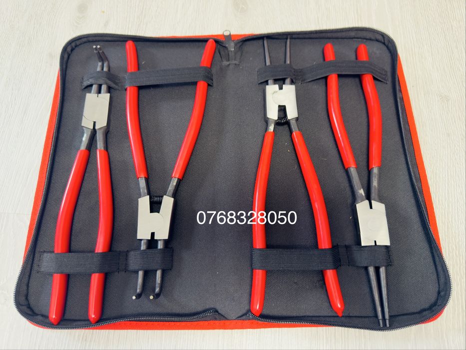 SET 4 Clesti Profesionali Pentru Sigurante SEEGER + Husă cu Fermoar