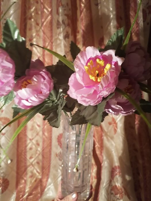 Вазочка 20*8, кукла для декора, мини-букет