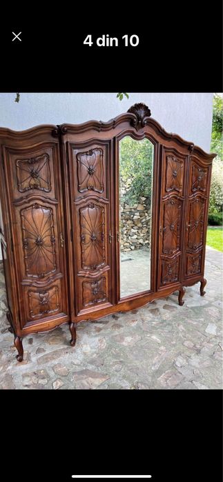 Dormitor complect Baroc Piamontez lemn masiv sculptat Nuc