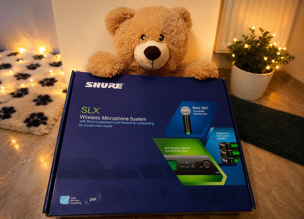 Shure SLX4 + SLX2 Beta 58A | Microfon Wireless Profesional | Cutie + Accesorii | Stare Excelentă
