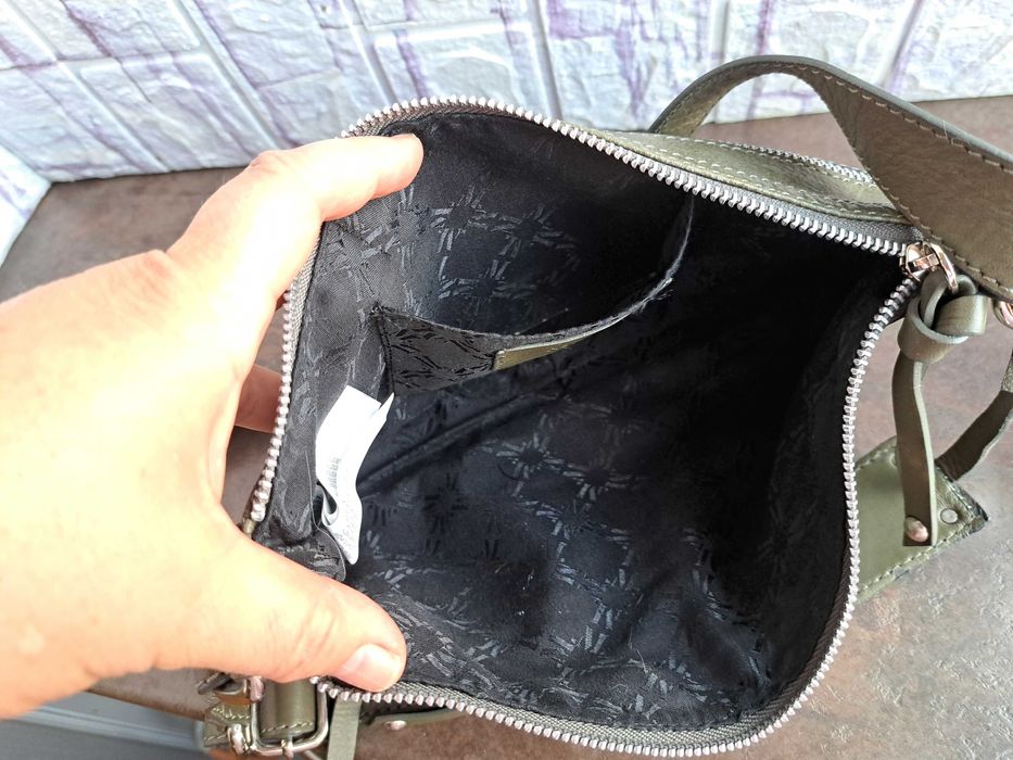 дамска чанта,Mango,зелена малка чантичка-естествена кожа