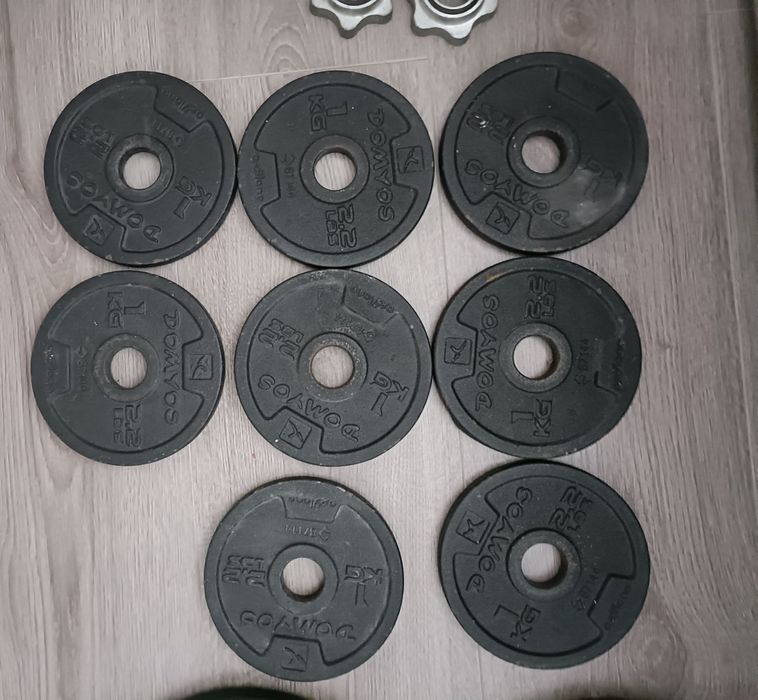 Set greutăți de fonta, bară dreaptă și gantere reglabile