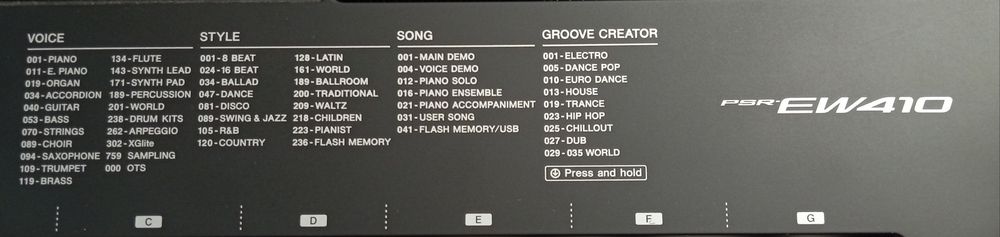 Orgă Electronică Yamaha PSR-EW410