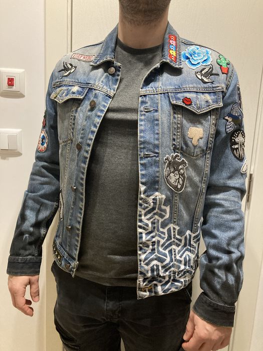 Дънкиво яке с кръпки + подарък