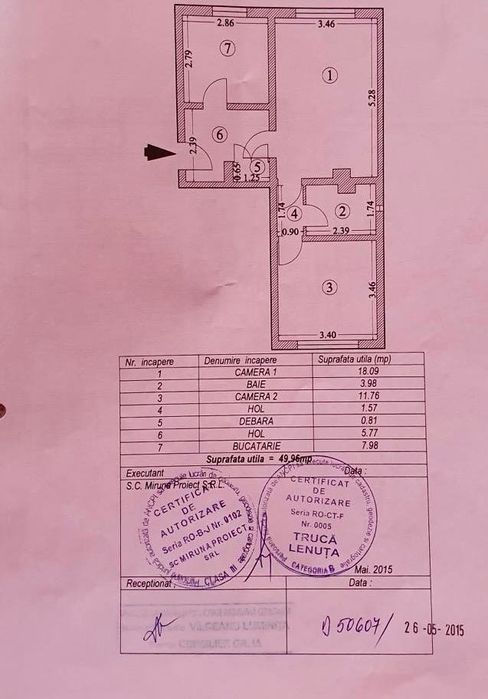 2 camere decomandat ultracentral Năvodari – parter – lângă piață