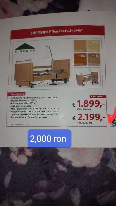 Pat electric pentru persoane cu dizabilitatii 
Are dife