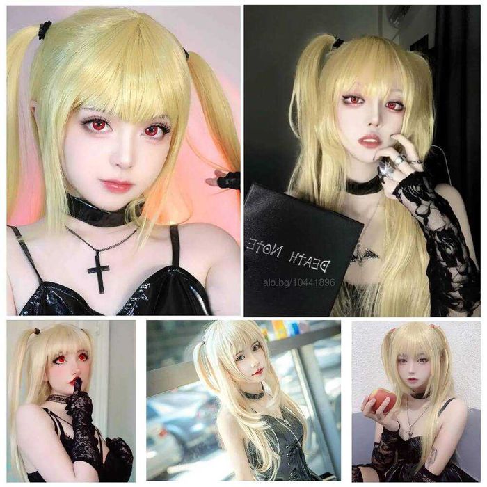 Златисто руса аниме перука с колие Anime Death Note Misa Amane Cosplay