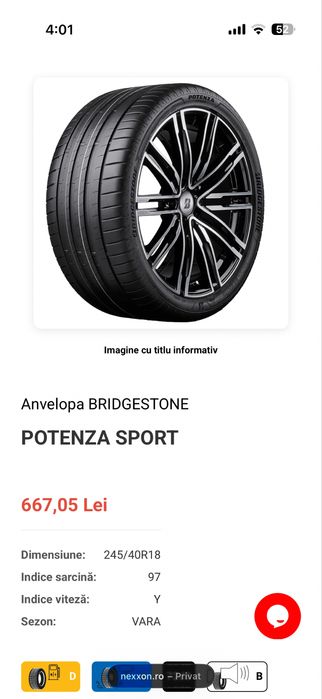 2x Anvelope Bridgestone Potenza Sport 245/40 R18 97Y – NOI Craiova
