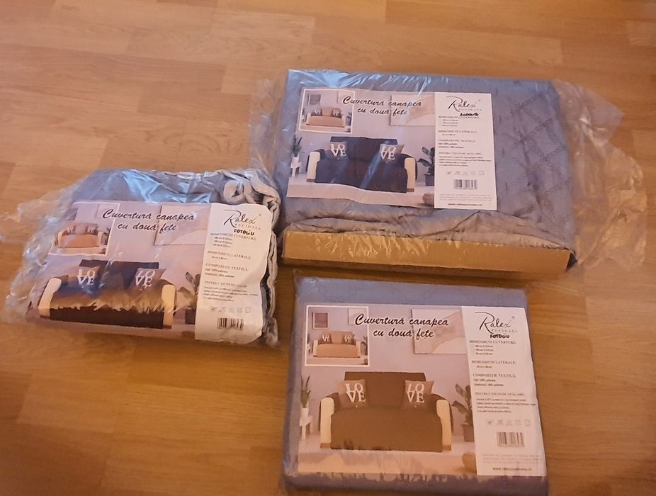 Set huse canapea si 2 fotolii (gri) Pucioasa