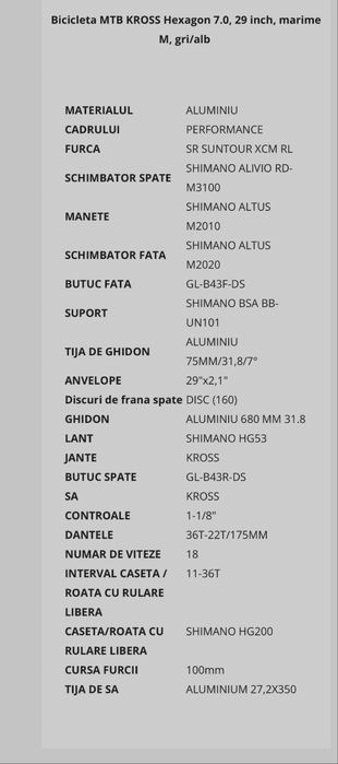 Bicicleta  KROSS Hexagon 7.0, roti 29 marime M (nu cube merida focus)