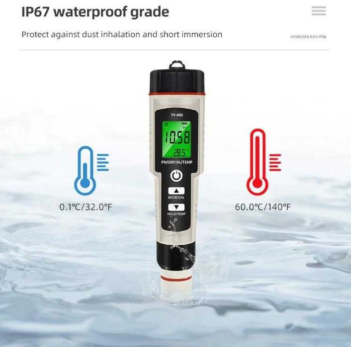 4в1 ORP Метър H2 Метър PH Метър с Термометър с Автоматична Компенсация