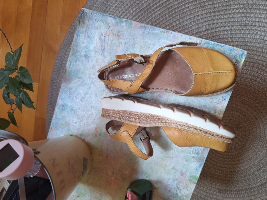 Sandale piele 36/37 mustar