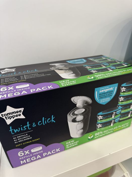 Резервни касети за хигиенен кош Tommee Tippee - Twist & Click, 6 броя