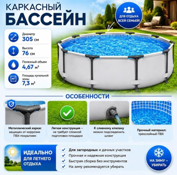 Бассейн каркасный б/у