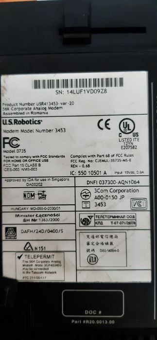 Продам модем U.S. Robotics 3453