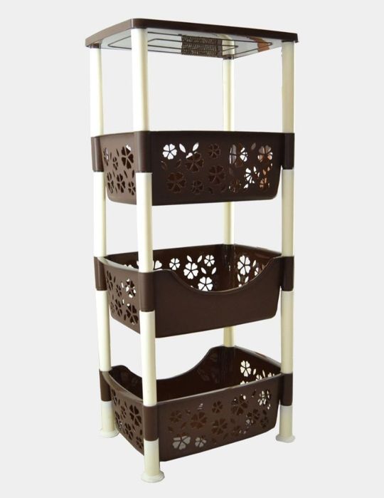 Этажерка пластиковая, для кухни, ванной, напольная