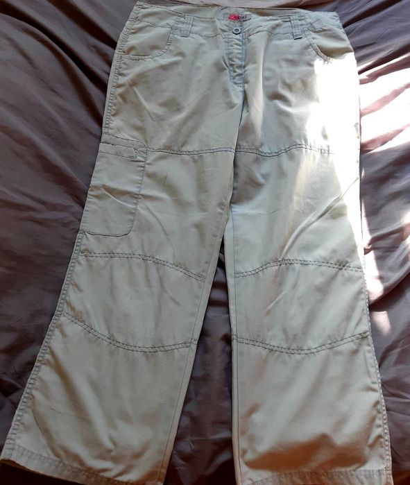 Pantaloni dama albi si gri