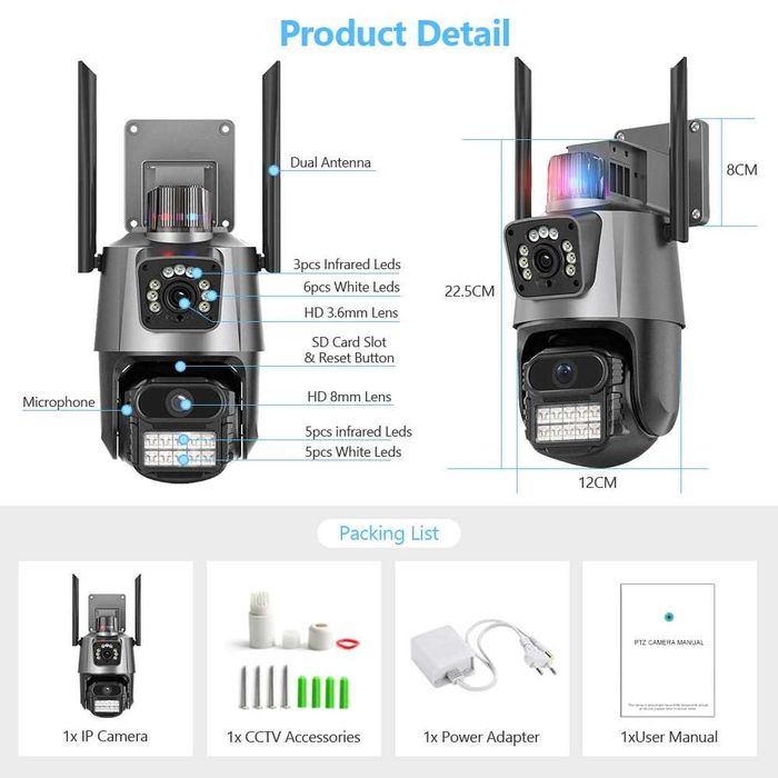 WIFI Двойна камера за наблюдение Robot 360 Icsee, Human Detection