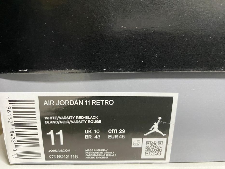 Nike Air Jordan 11 Retro High Cherry Varsity Red CT8012-116 UK 10
