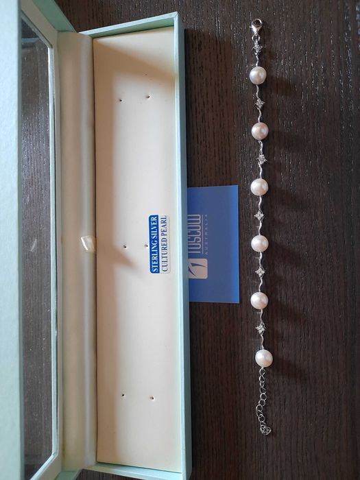 TOSCOW - Bratara, Argint 925, perle naturale de cultura+zirconia