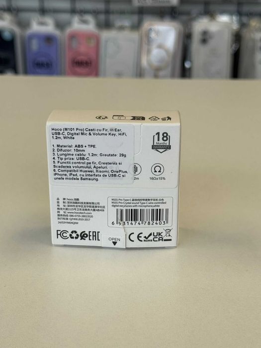 Casti cu fir, intrare USB C,compatibilitate Android si iPhone 15/16/17