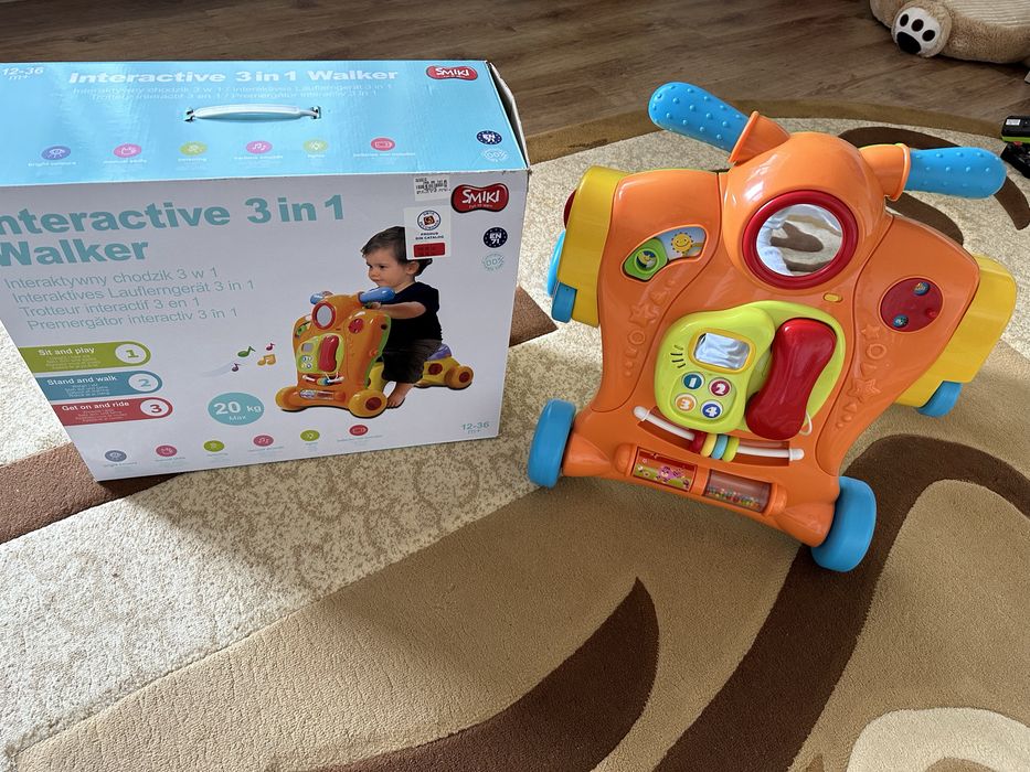 Smiki, Baby Walker, antemergator, jucarie interactiva de impins, 3 in1