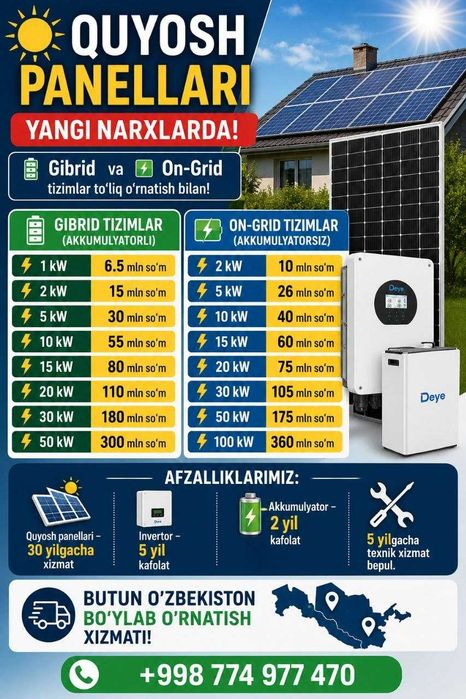 Солнечный электра станция от 2kW до 1 МWТ On-grid