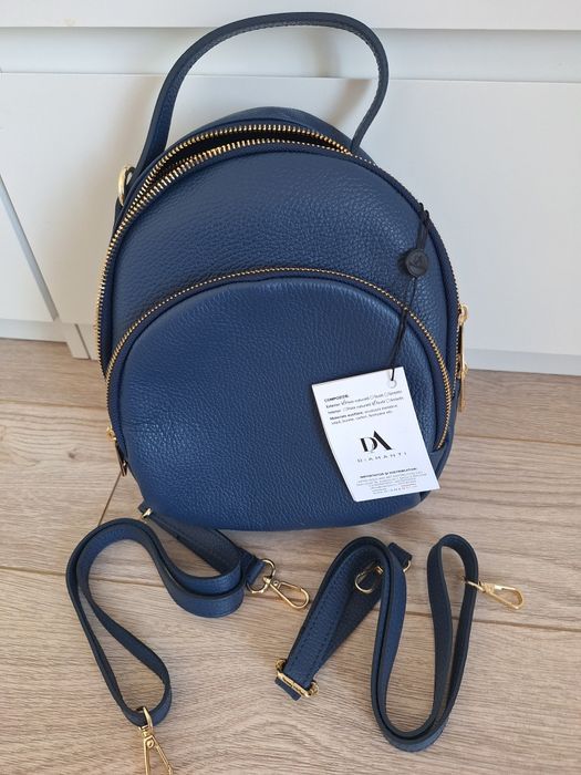Nou - Rucsac mic albastru piele naturala Diamanti