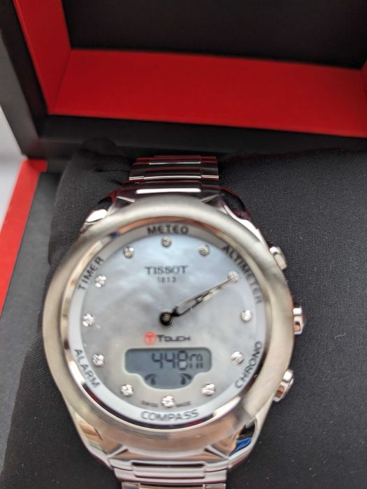 Ceas Tissot T-Touch Lady Solar 12 Diamonds, cadran sidef, nou