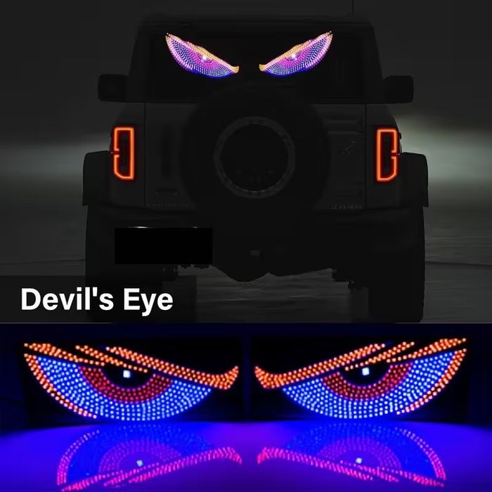 Ochisori LED RGB Auto pentru Luneta/Parbriz, Efect Demon Eyes Animat, Alimentare USB