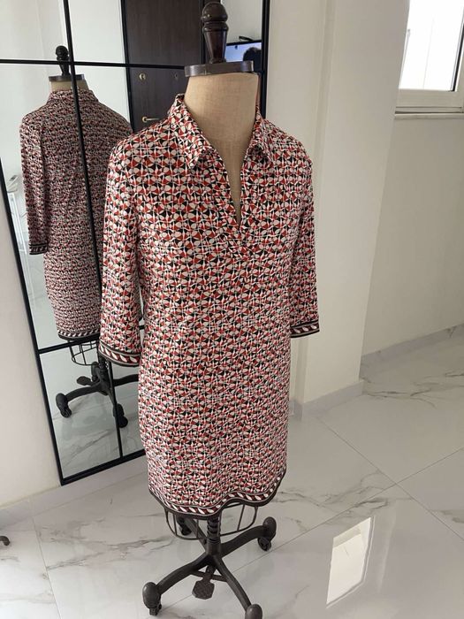 100% ленена рокля с бродерии DKNY
