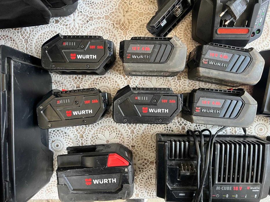Wurth Вюрт Винтоверт, Ъглошлайф, Перфоратор, Саблен трион, Батерии Сак