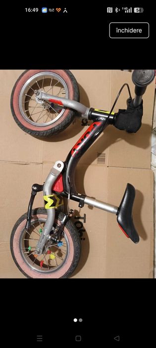 Bicicleta fără pedale cu suspensie