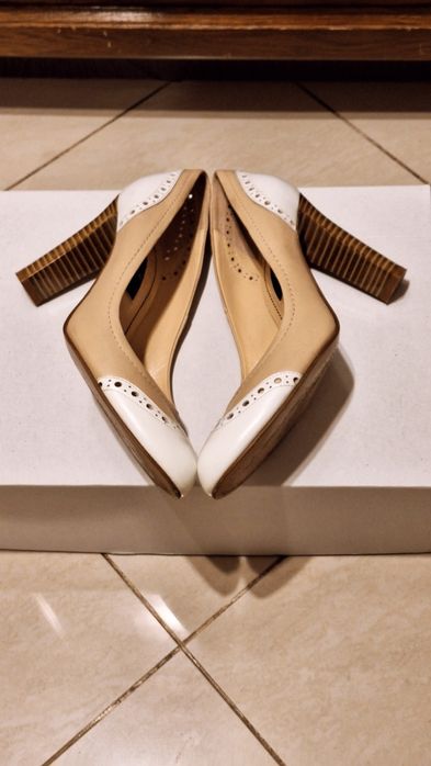 Pantofi Alb - crem retro, marimea 37