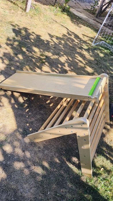 Дървена детска пързалка+ катерушка 2в1