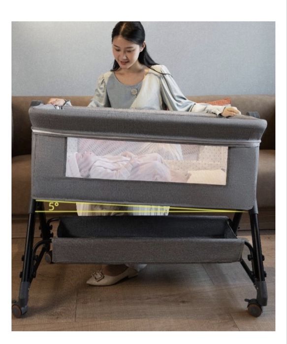 Манеж кроватка серая