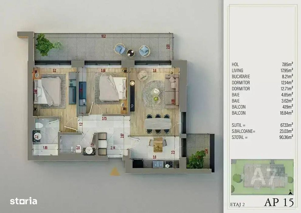 Apartament 3 Camere cu Terasa | Proiect cu Piscina | Izolatie Fonica