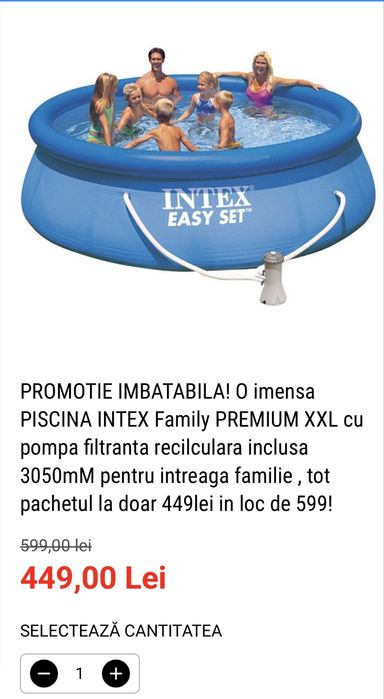 Vand piscina gonflabila cu capac inclus