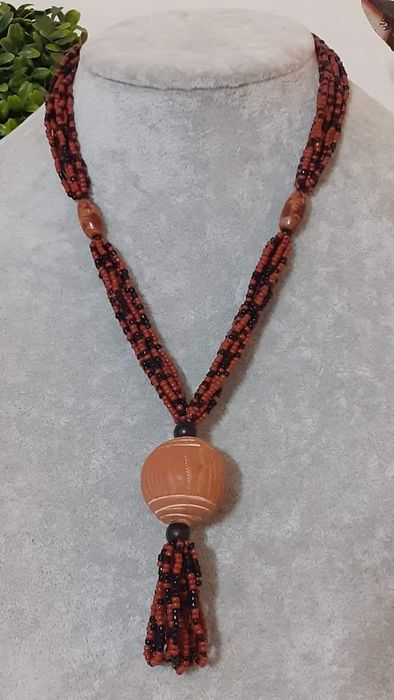 Colier vintage margele de nisip