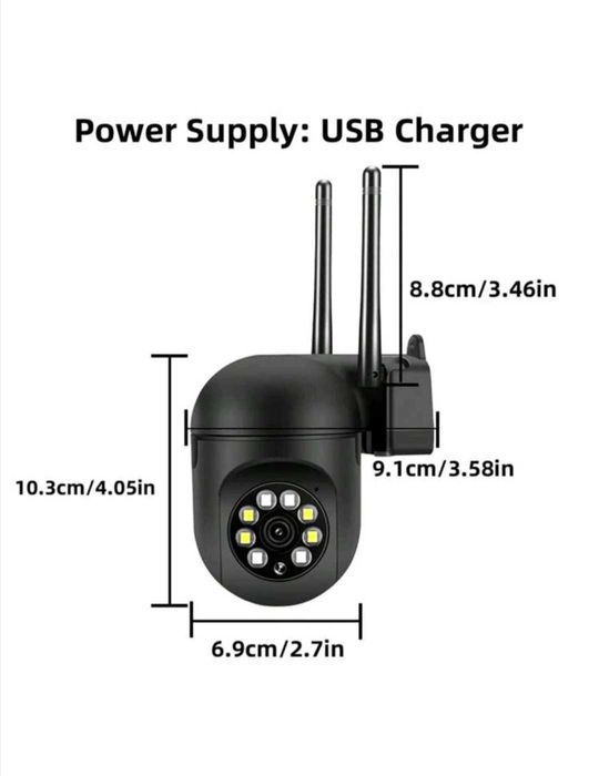 Черна HD камера за наблюдение 5 MP 360