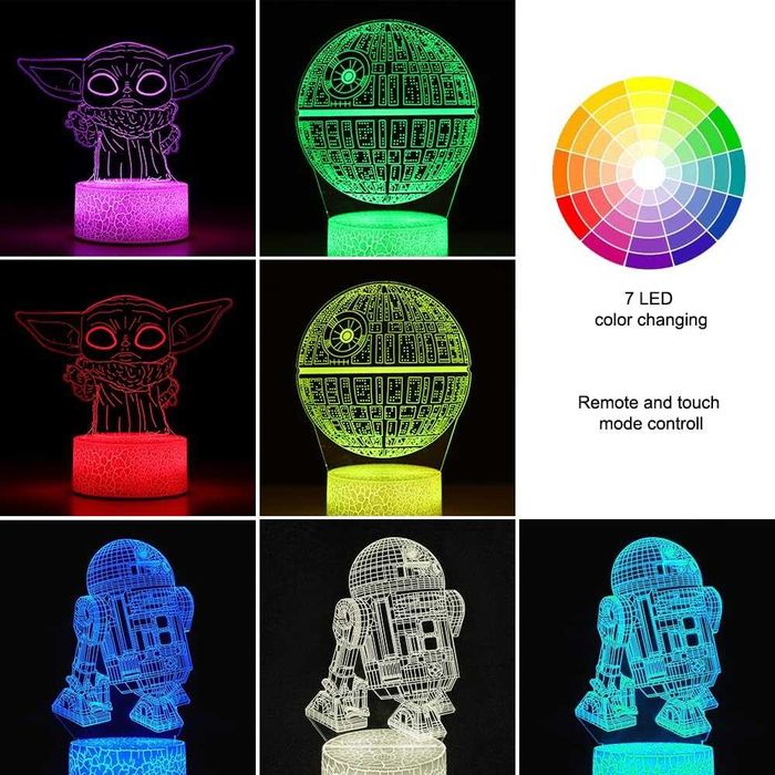 3D Star Wars лампа с 3 плаки