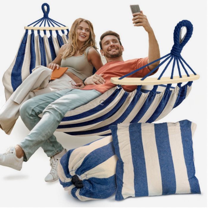 Хамак XXL с възглавница и чанта — максимален комфорт до 250 кг за рела