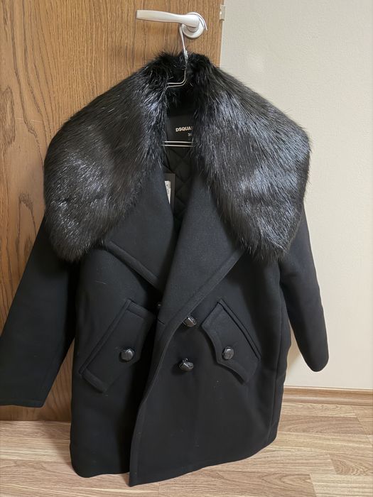 Палто от вълна и естествен косъм Dsquared2