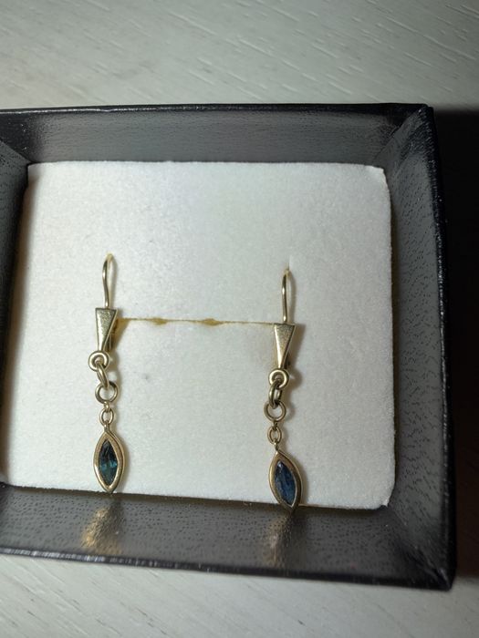 Cercei Aur 14K Safir Natural + CERTIFICAT GEMOLOGIC