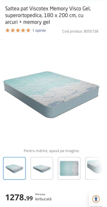 Vand Saltea Viscotex Memory Visco Gel 180x200 , cu garanție