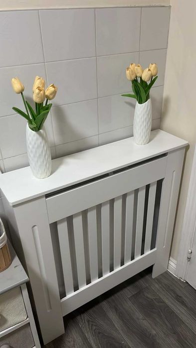 Panou decorativ- Mască calorifer, lemn MDF alb lucios S