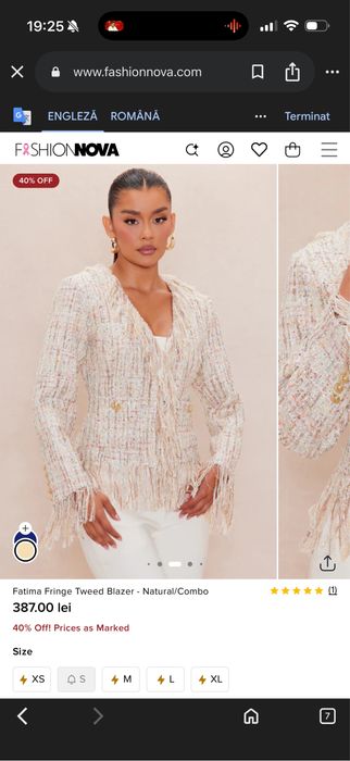 Sacou model chanel fashionova xs nou