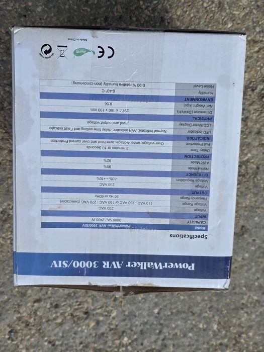 Powerwalker AVR 3000 SIV Stabilizator de Tensiune 3000VA cu 2 Prize